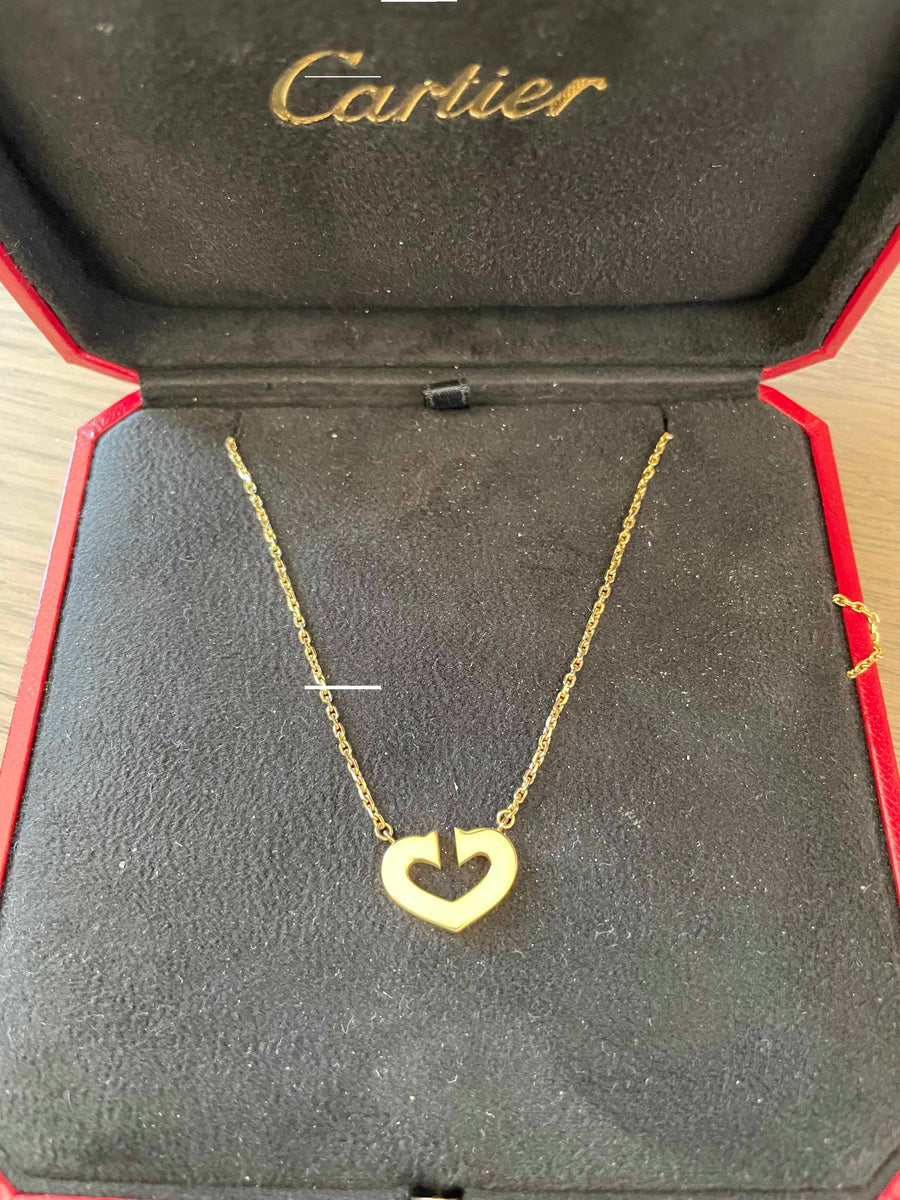 Cartier C De Cartier 18k Yellow Gold Heart Pendant Necklace