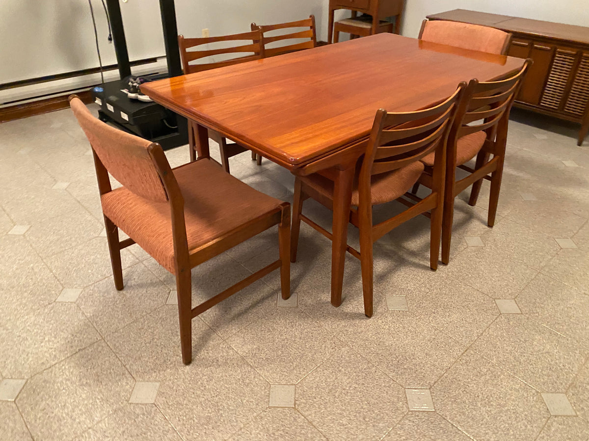 MCM Teak Dining Table + 6 Chairs- Made in Denmark – Sell My