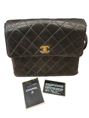 Chanel CC Flap Brown Leather Quilted Shoulder Bag