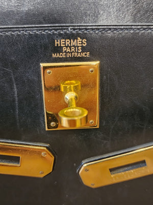 Vintage HERMÈS Black Kelly 32 Retourne Leather Bag