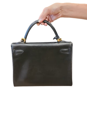 Vintage HERMÈS Black Kelly 32 Retourne Leather Bag