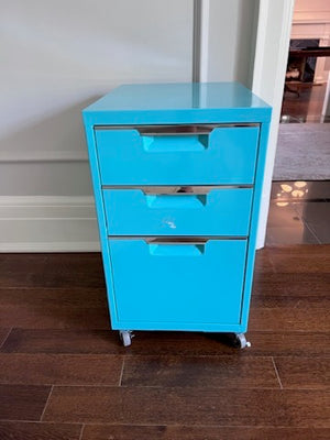 CB2 PS TEAL 3-DRAWER FILING CABINET