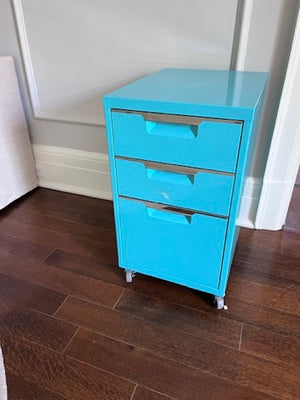 CB2 PS TEAL 3-DRAWER FILING CABINET