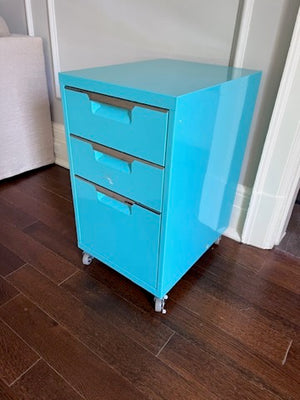 CB2 PS TEAL 3-DRAWER FILING CABINET