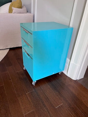 CB2 PS TEAL 3-DRAWER FILING CABINET