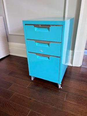 CB2 PS TEAL 3-DRAWER FILING CABINET