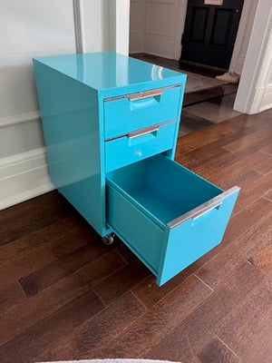 CB2 PS TEAL 3-DRAWER FILING CABINET