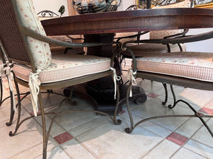 Oval Solid Wood Kitchen Table + 6 Wicker/Metal Chairs