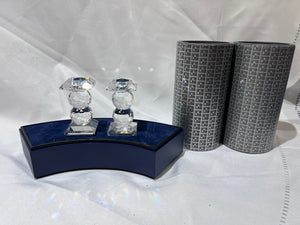 Swarovski Crystal 7600 NR 109 Pair of Candle Holders, 3" high