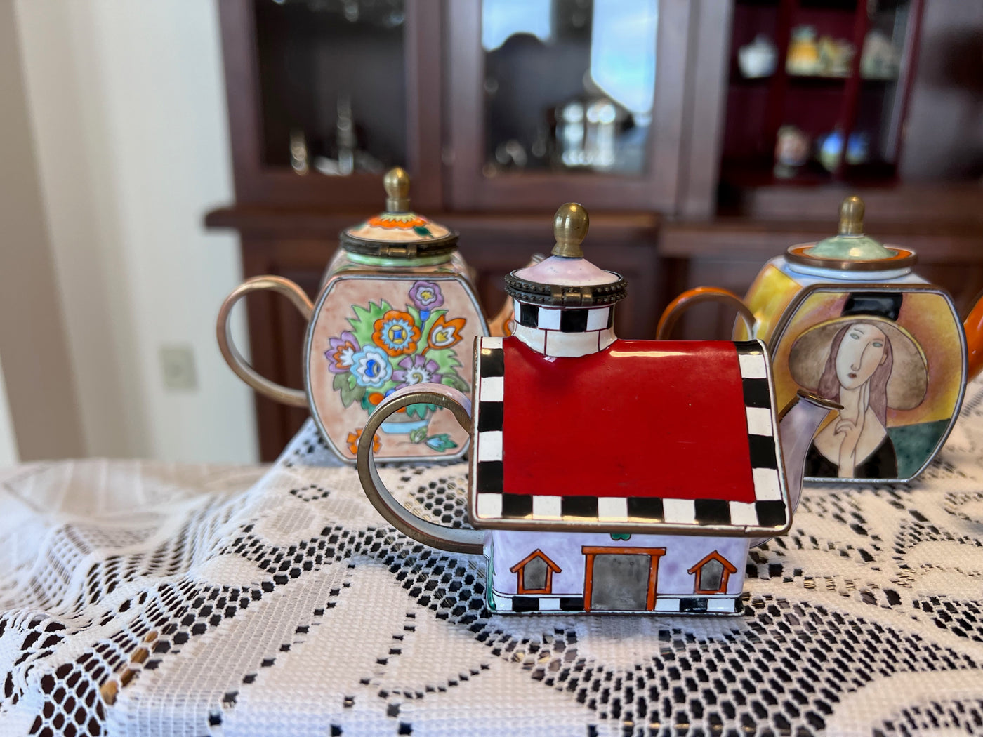 8 Miniature Kelvin Chen Enamelled Teapots – Sell My Stuff Canada