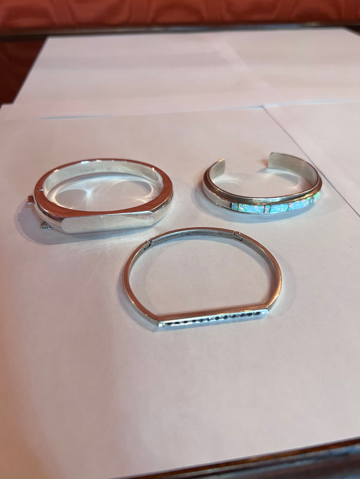 3 Women's Sterling Silver Bracelets Lot