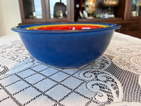 Vintage Pyrex Nesting Bowls Primary Colours Clear Bottom Red Blue Yellow Set Of 3