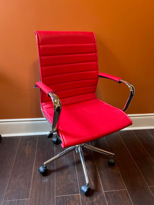 Red Faux Leather Office Chair