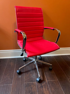 Red Faux Leather Office Chair