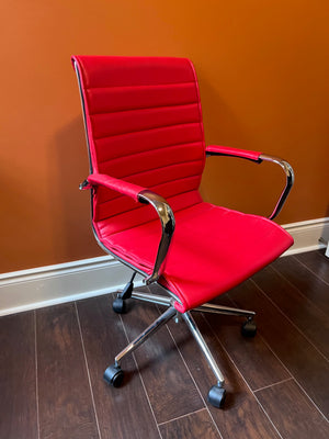 Red Faux Leather Office Chair