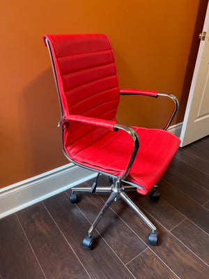 Red Faux Leather Office Chair