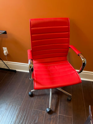 Red Faux Leather Office Chair