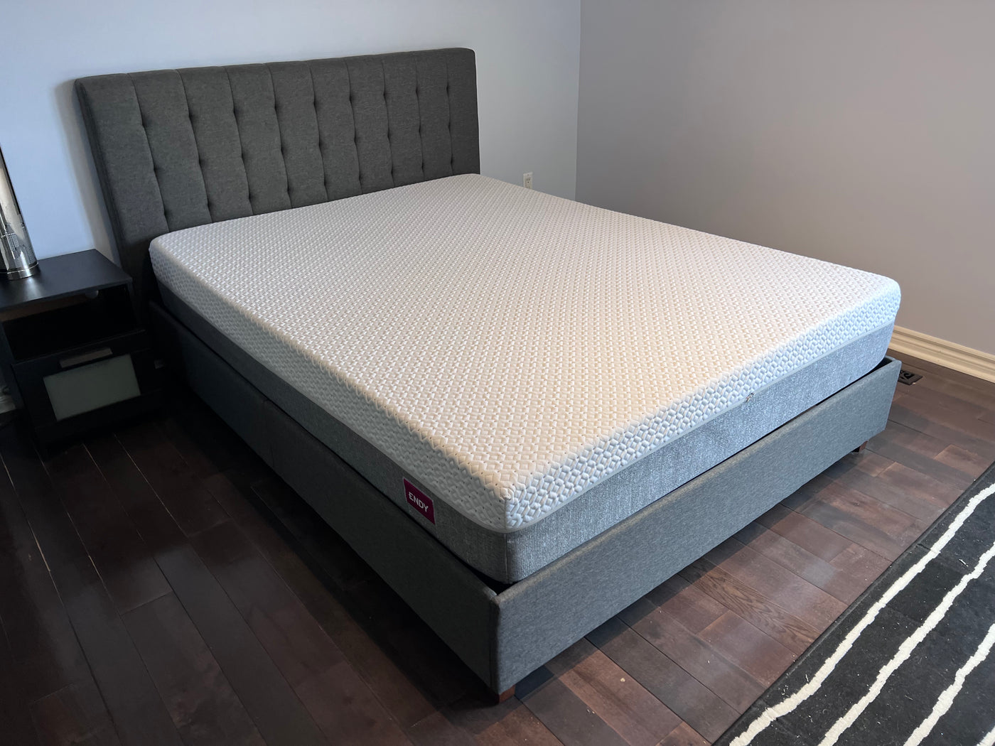 Queen- Grey Fabric Bed Frame, with ENDY Mattress (*excellent condition ...