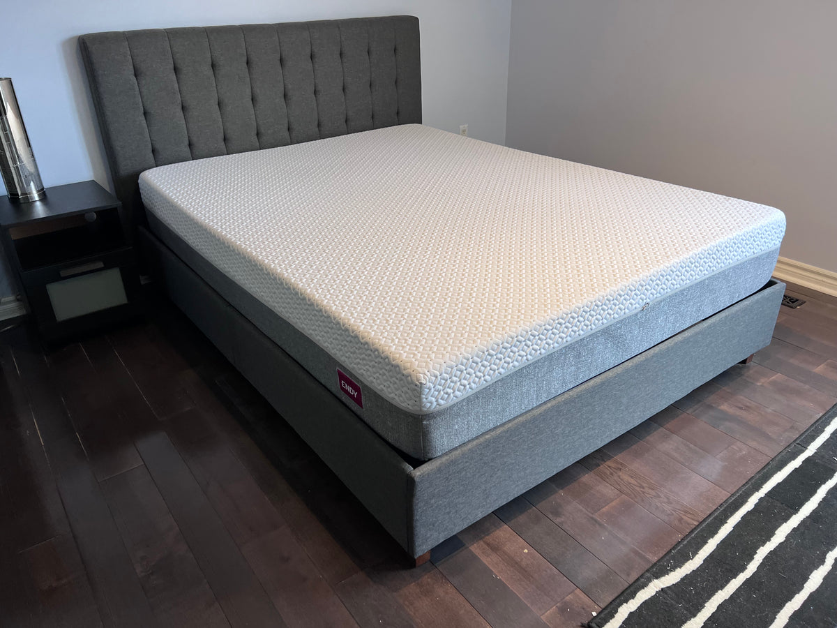 Queen- Grey Fabric Bed Frame, with ENDY Mattress (*excellent condition ...