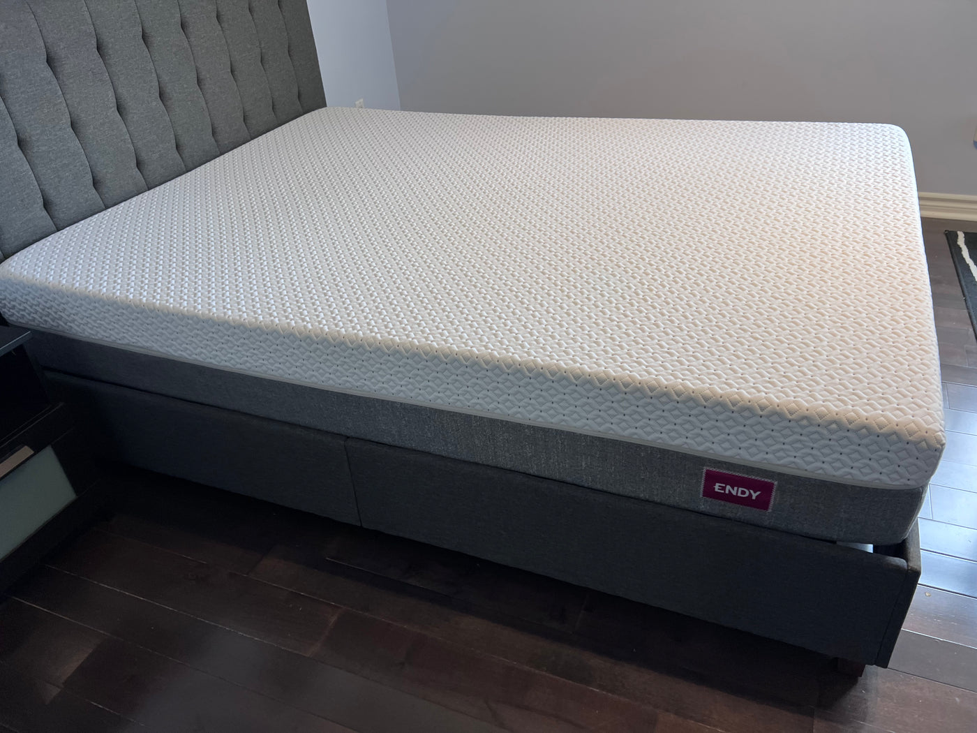 Queen- Grey Fabric Bed Frame, with ENDY Mattress (*excellent condition ...