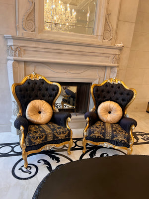 Pair of 'FDesign Italia' Baroque Style Armchairs (*retail $10,000)