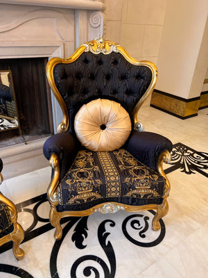 Pair of 'FDesign Italia' Baroque Style Armchairs (*retail $10,000)