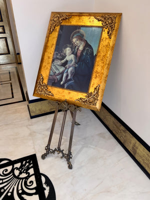 Sandro Botticelli 'Madonna del Libro' Gold Framed Art with Metal Easel