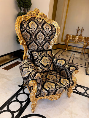 Pair of 'Modenese Gastone' Casanova Collection Ornate Armchairs, Made in Italy