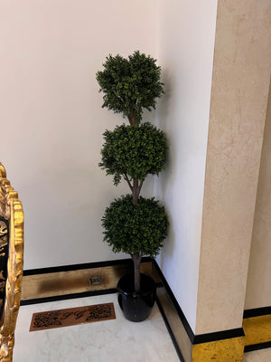 Boxwood Triple Ball Faux Tree with Black Ceramic Planter # 2   (*sold individually)