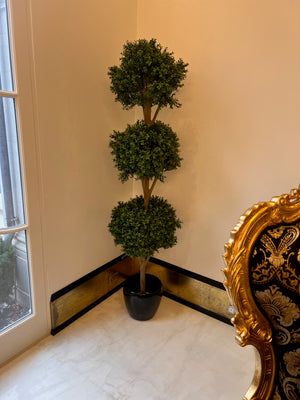 Boxwood Triple Ball Faux Tree with Black Ceramic Planter # 2   (*sold individually)