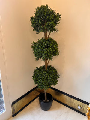 Boxwood Triple Ball Faux Tree with Black Ceramic Planter # 2   (*sold individually)