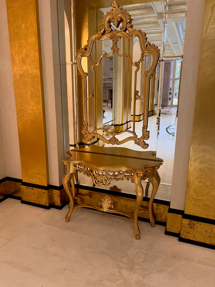 Casa Padrino Luxury Baroque Gold Console Table with Mirror (*retail $7,500) # 1