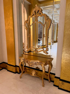 Casa Padrino Luxury Baroque Gold Console Table with Mirror (*retail $7,500) # 1