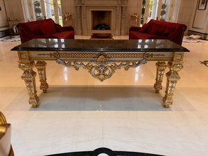 'Scappini & C' Classic Furniture Large Marble Top Gold Leaf Console Table (*retail $14,000)