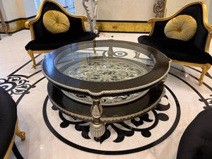 Martin Daniel Interiors 2 Tier Round Black/Silver Glass Coffee Table