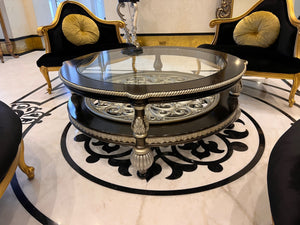 Martin Daniel Interiors 2 Tier Round Black/Silver Glass Coffee Table