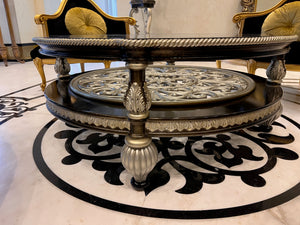 Martin Daniel Interiors 2 Tier Round Black/Silver Glass Coffee Table