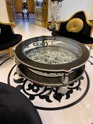 Martin Daniel Interiors 2 Tier Round Black/Silver Glass Coffee Table