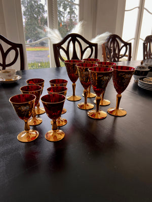 Red Bohemian Czech Crystal Lot