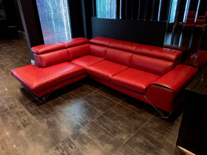 Red Leather Sectional Sofa, Left Facing