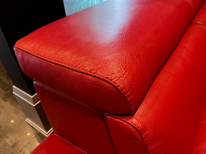 Red Leather Sectional Sofa, Left Facing