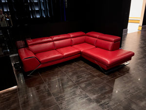 Red Leather Sectional Sofa, Right Facing