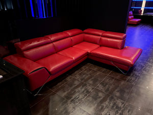 Red Leather Sectional Sofa, Right Facing