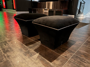 2 Black Velvet Ottomans