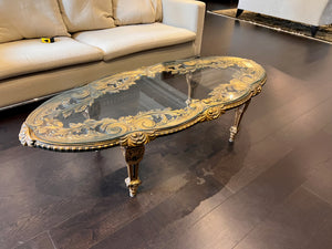 Oval Baroque Glass Top Coffee Table