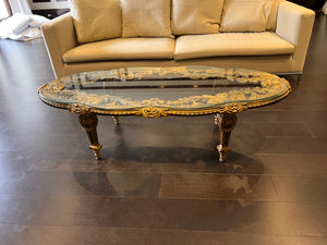 Oval Baroque Glass Top Coffee Table