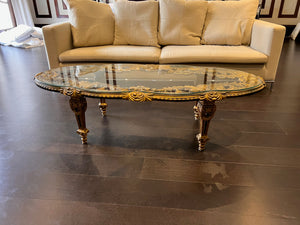 Oval Baroque Glass Top Coffee Table