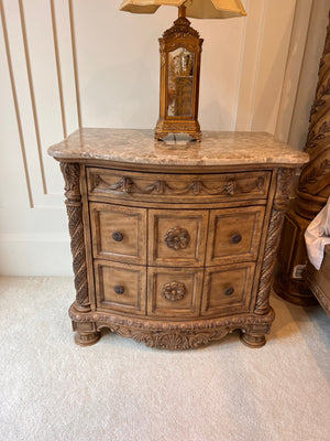 Pair of Ashley Furniture South Coast Marble Top Nightstands