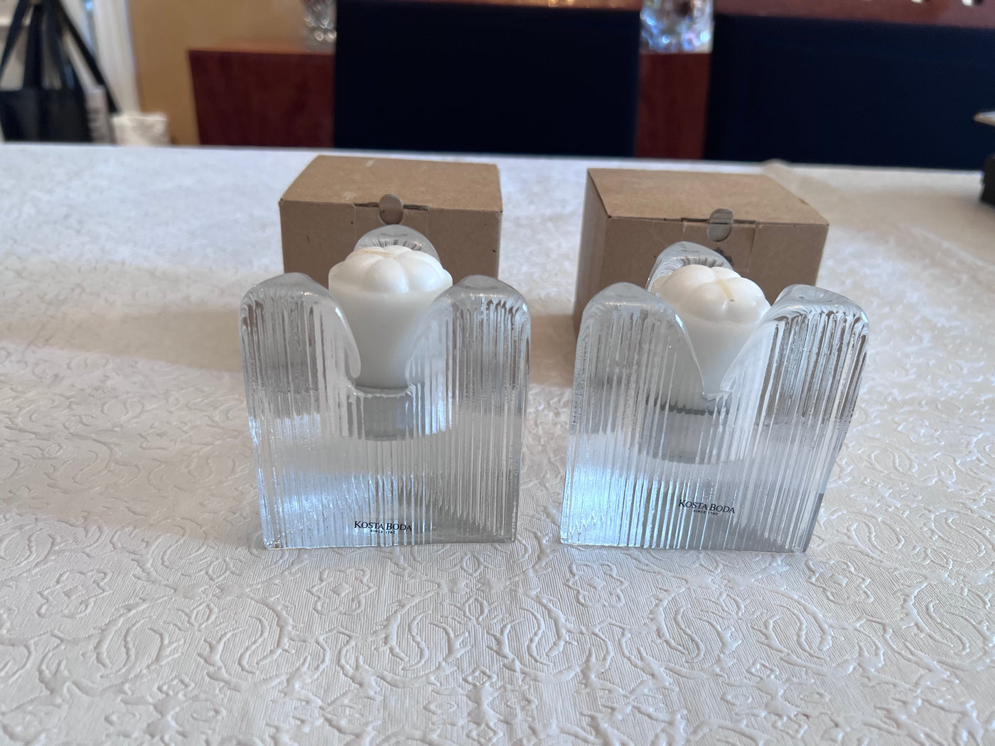 Pair Of BRAND NEW Kosta Boda Skyline Candleholders By Anna Ehrner ...