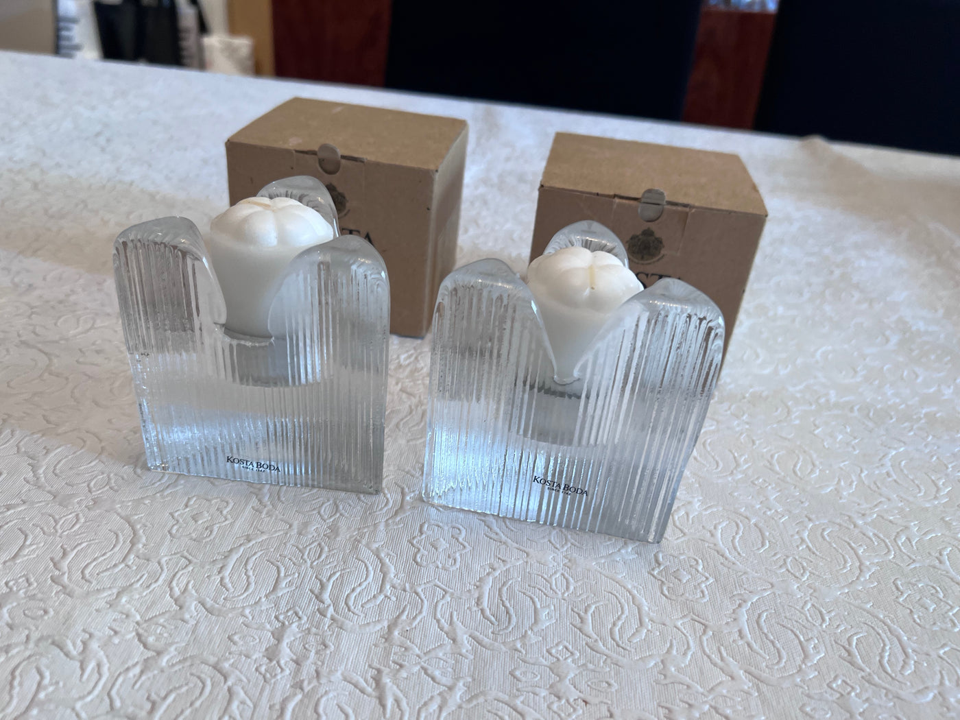 Pair Of BRAND NEW Kosta Boda Skyline Candleholders By Anna Ehrner ...